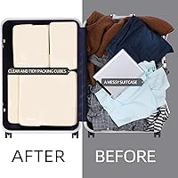 Vista 222 de BAGAIL 4 juegos/6 juegos/8 cubos de compresión para embalaje, accesorios de viaje, organizadores de embalaje expandibles (malla cuadrada, 06-beige)