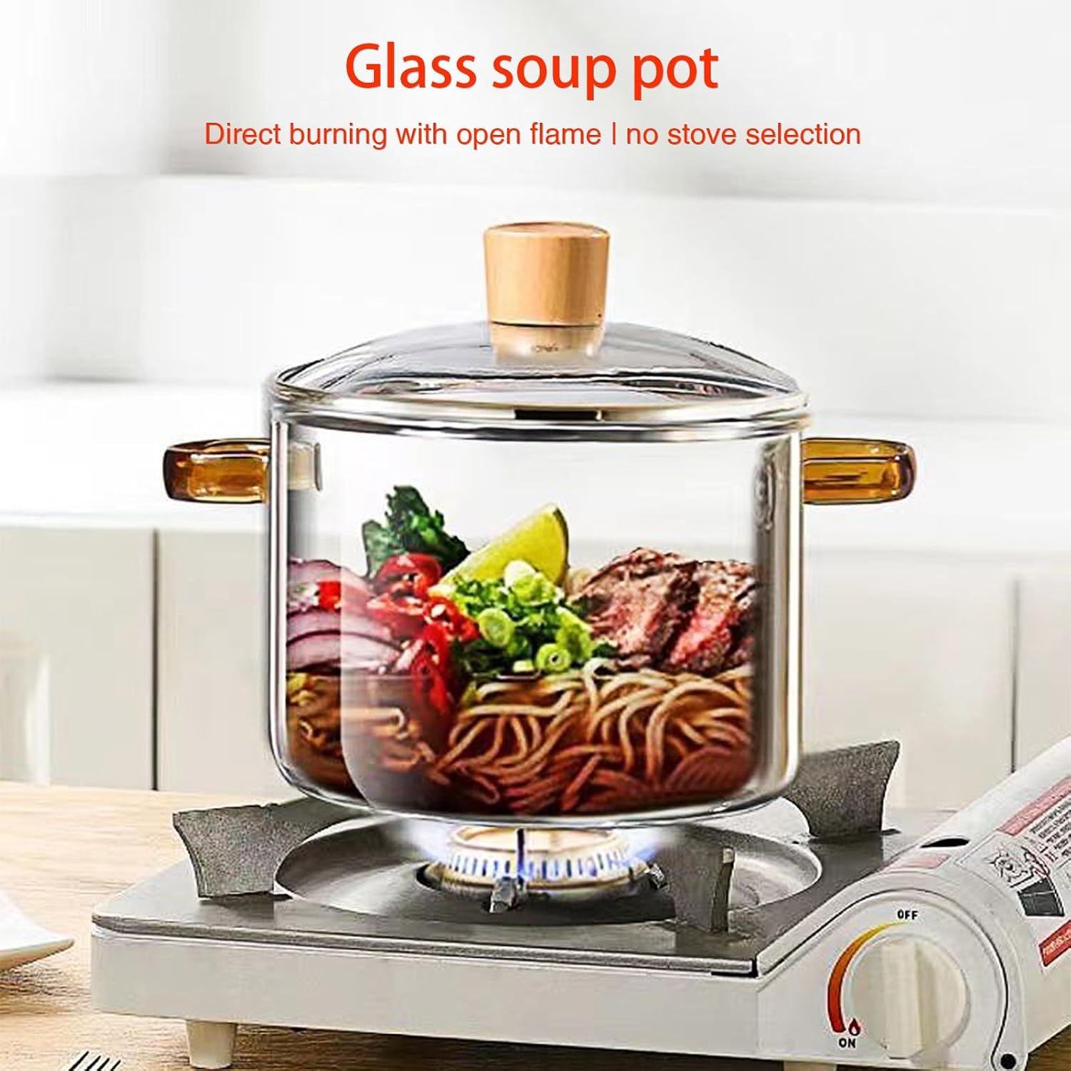 Clear Cooking Pots 1.5L(50oz) High Borosilicate Cooking Pot,Cooking Pots for Stove Top Glass Saucepan,Glass Pot With Lid for Cooking Noodle,Soup,Milk,Tea