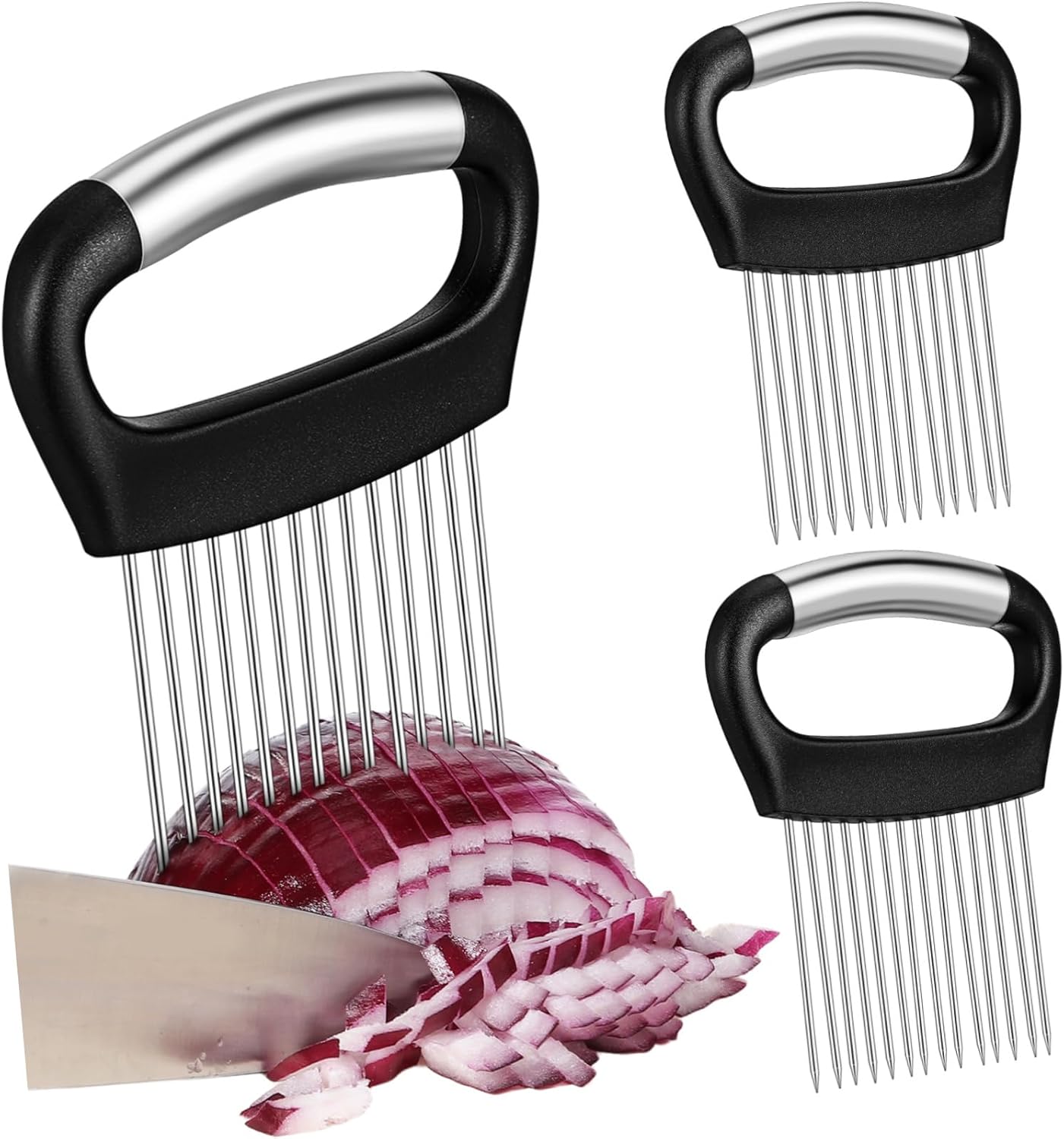 Mikinona 3pcs Onion Holder Onion Slicing Tool Meat Tenderizer Vegetable Cutter for Effortless Slicing of Tomatoes More Kitchen Gadget