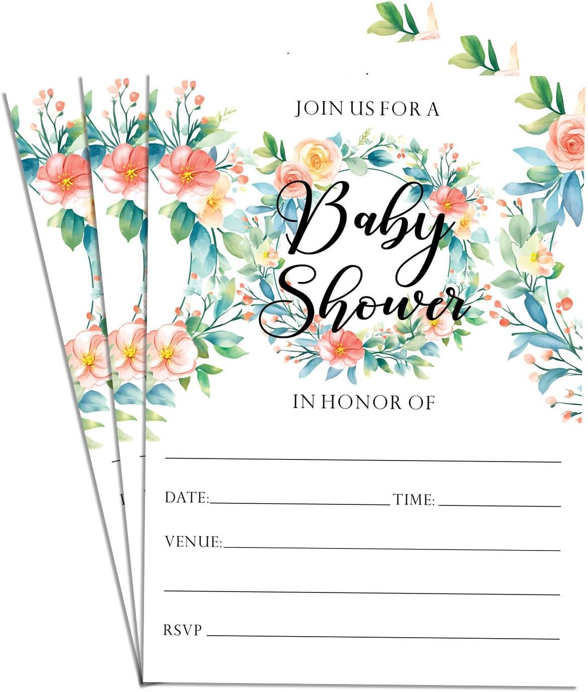 ANANYA FASHION & CRAFTS HUB Floral Design Join US For A Baby Shower Party Fill In Invites Cards 75 Invitations 4x6