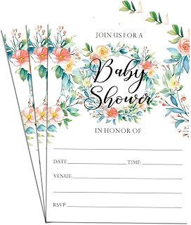 Floral Design Join US For A Baby Shower Party Fill In Invites Cards 30 Invitations 5x7