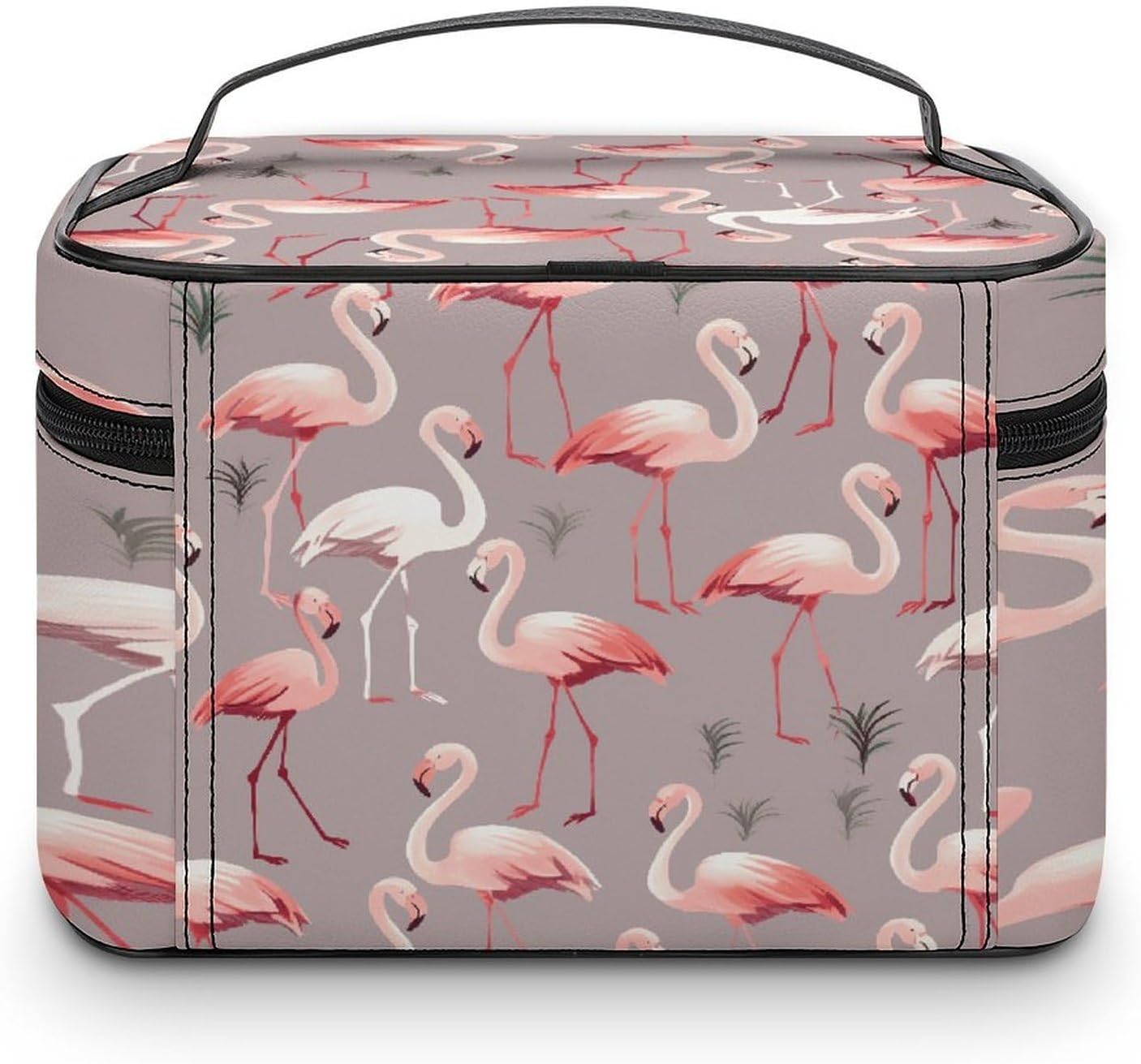 Pink Flamingo Pattern Travel Makeup Bags Large Capacity Cosmetic Bag for Women Portable Makeup Artist Organizer Bags Waterproof Make Up Bag Lightweight Hand-held Makeup Case image 3