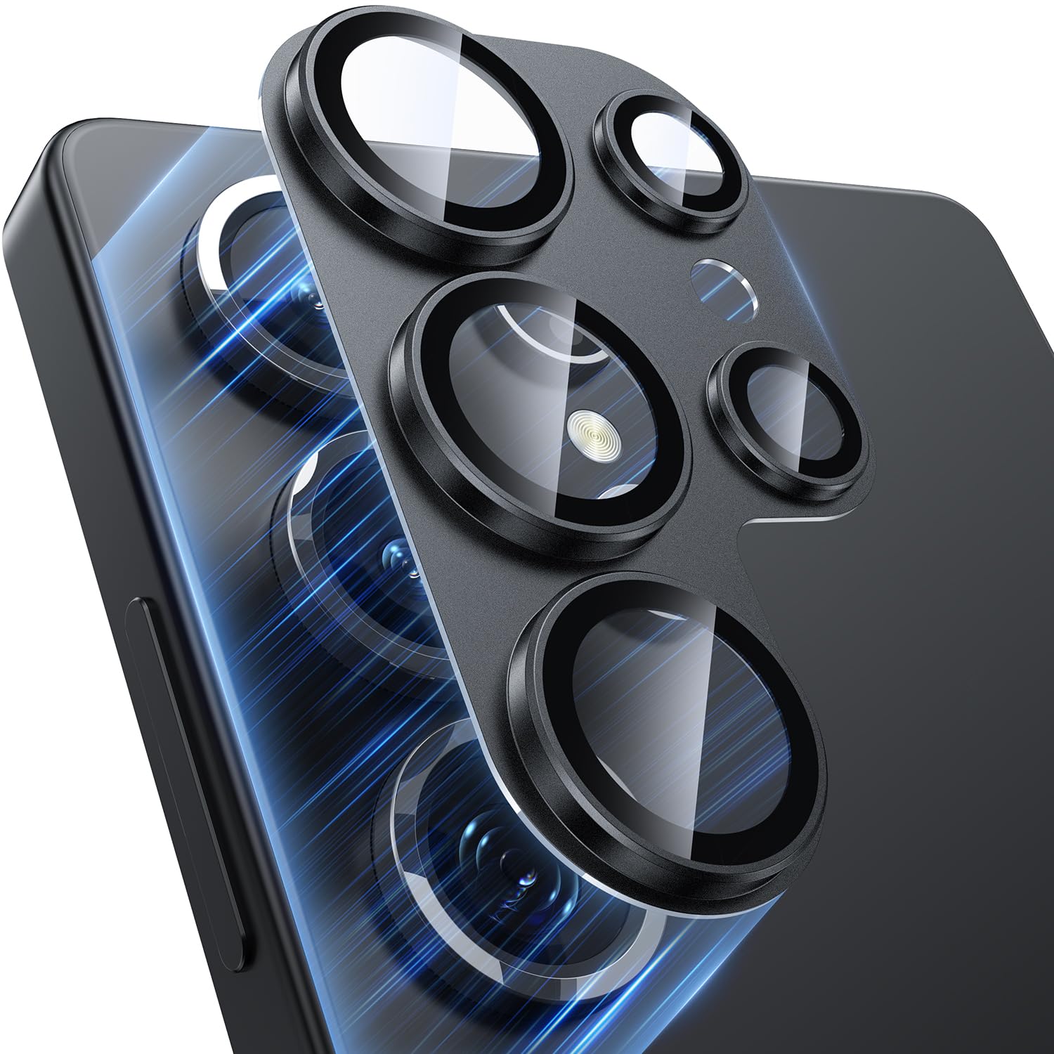 Mansoorr for Samsung Galaxy S25 Ultra Camera Lens Protector, [Military Grade Shatterproof] [Strong Adsorption] Matte Alloy Metal Ring Glass Camera