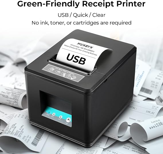 MUNBYN 80mm USB Thermal Receipt Printer P098, POS Printer with Auto Cutter