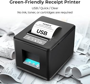 MUNBYN 80mm USB Thermal Receipt Printer P098, POS Printer with Auto Cutter