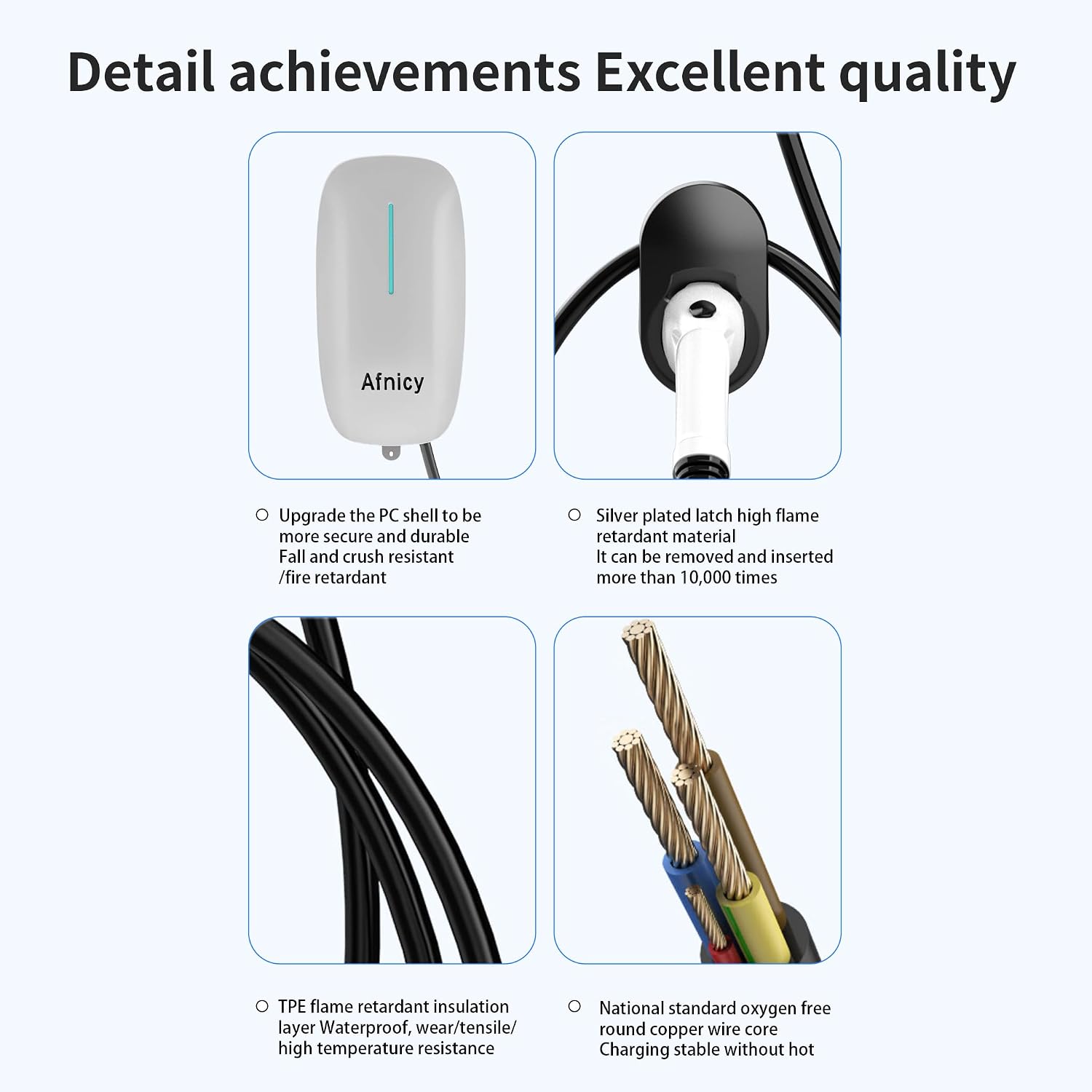Level 2 EV Charging Station, 7kw 32 Amp Electric Vehicle Car Charger Chargepoint Home Flex EV Wall Connector Plug and Play - Gray