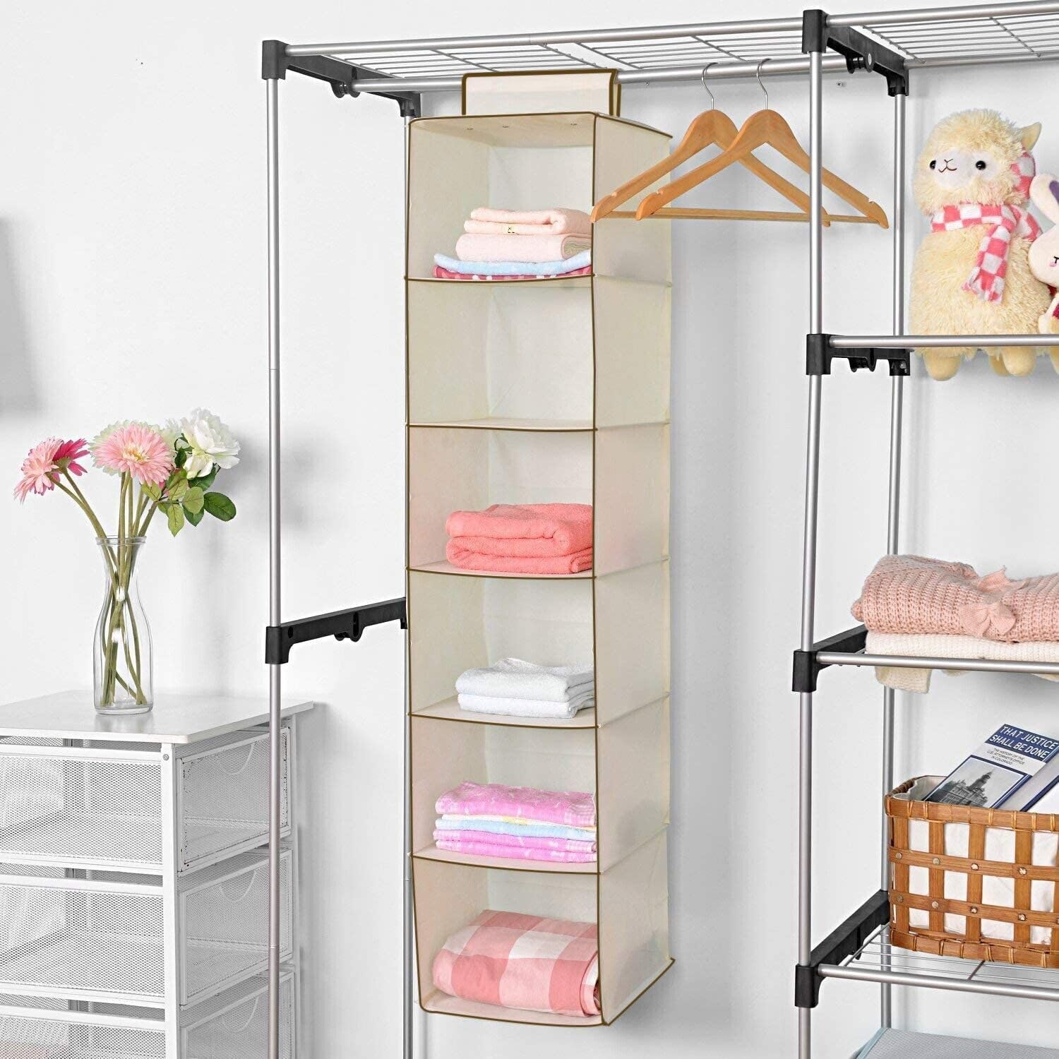 6 Shelf Hanging Wardrobe Storage Unit Sweater Organiser