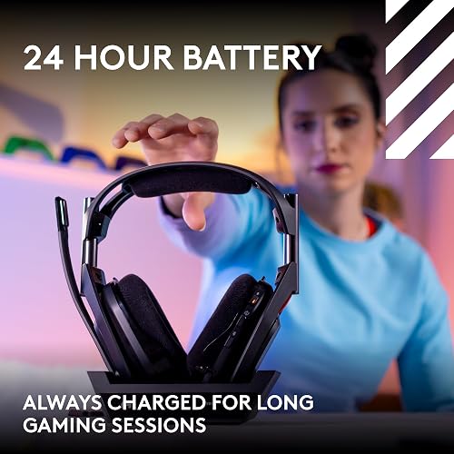 Logitech G Astro A50 LIGHTSPEED Wireless Gaming Headset + Base (Gen 5), PRO-G GRAPHENE, 3-System Switching, USB-C to Xbox, PS5, PC/Mac, Nintendo Switch, Switch 2, Bluetooth - Black - 8