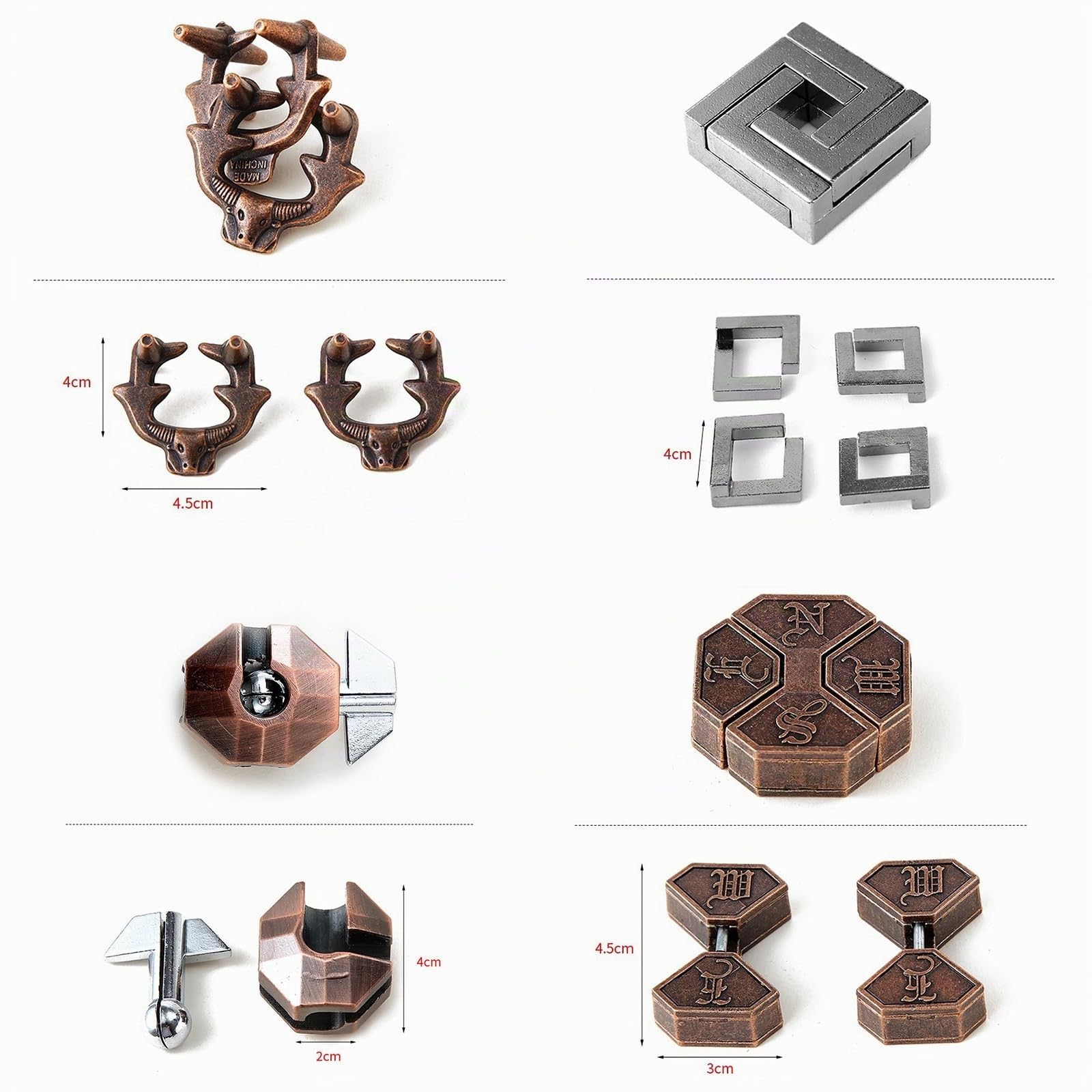 Set di Rompicapo in Metallo per Adulti e Bambini - 18 Pezzi 3D Cube Puzzle Game IQ Test-Giochi, Giochi di Intelligenza IQ, Giocattoli Antistress, Regalo per Natale o Compleanno, Viaggio-Game