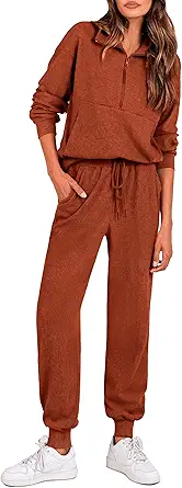PRETTYGARDEN Women's Fall 2 Piece Lounge Sets Zip Up Sweatshirt Jogger Pants Sweat Track Suits Travel Outfit Winter Clothing