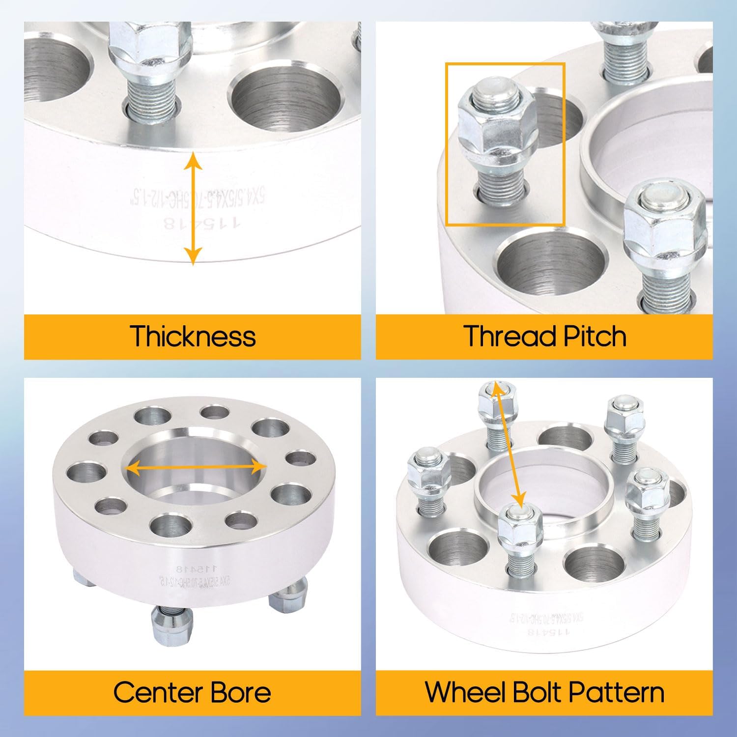 OCPTY 5x4.5 to 5x4.5 Wheel Spacers for Aviator for B2500 for B3000 for B4000 for Crown Victoria for Edge 1.5 inch 1/2 Studs 70.5mm Hub Bore Forged Hub Centric Wheel Spacers 5 lug 2PCS