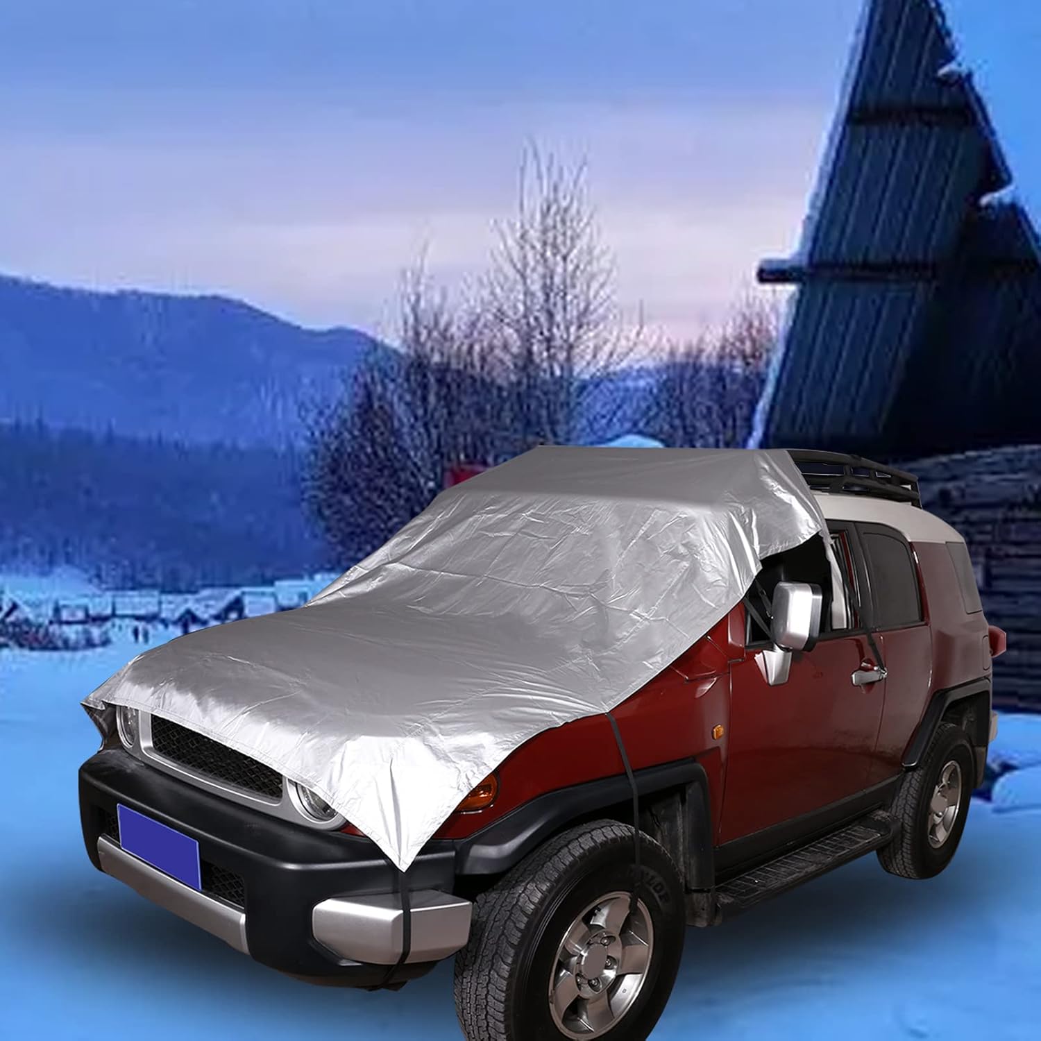 LLKUANG Car Windshield Snow Cover Fit for Toyot@ FJ Cruiser 2007-2021,Windshield Snow Ice Cover Sun Cover,All Weather Dustproof Windshield Cover,Protects Windshield from Rain, Sun, Frost