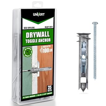 Heavy Duty Drywall Anchors - Self-Drilling Drywall Anchor Toggle Kit, Heavy Duty Wall Anchor with Zinc Phillip Screws #8 x 2-1/4 - Holds Up to 100 Lb. 25 Pack