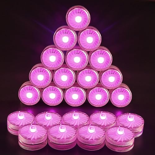 HL Luces LED sumergibles, luz LED pequeña rosa, 100 horas, impermeables, sin llama, funciona con pilas, para boda, hogar, jarrón, festival, fiesta,