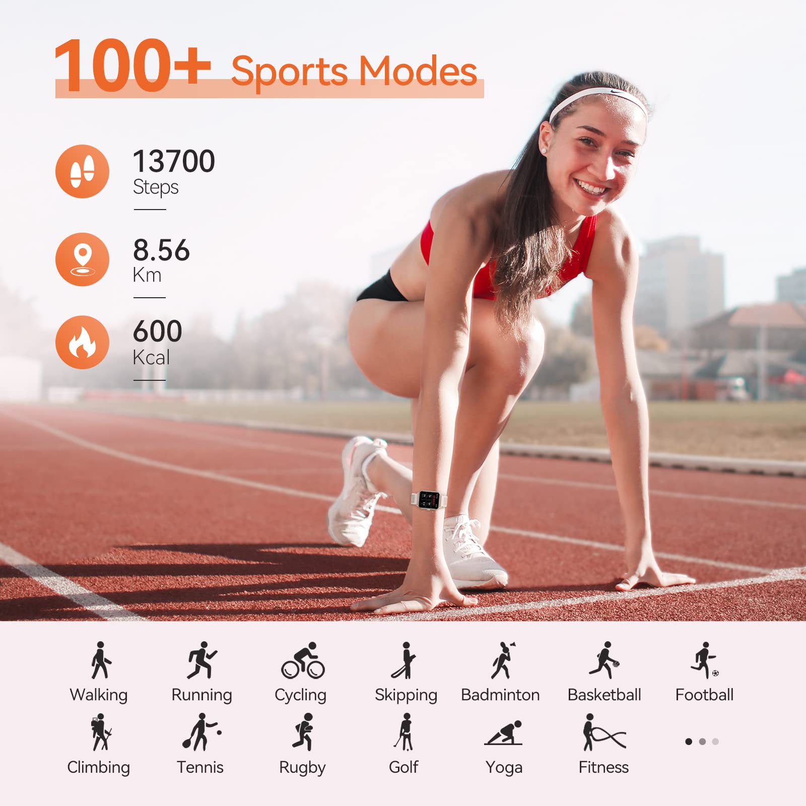 RIVERSONG Montre Connectée Femme avec Appel Bluetooth, 1,70" Montre de Sport avec Fréquence Cardiaque,SpO2, Podomètre, Cycle Menstruel, Moniteur de Sommeil, Étanche IP67, pour Android/iOS, Rose