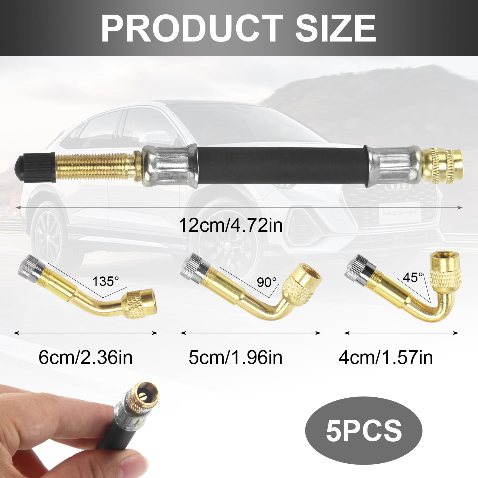 Set Estensione Valvole Pneumatici - Adattatori Rame 90° E Prolunghe Gomma 10cm/15cm - Foto 10