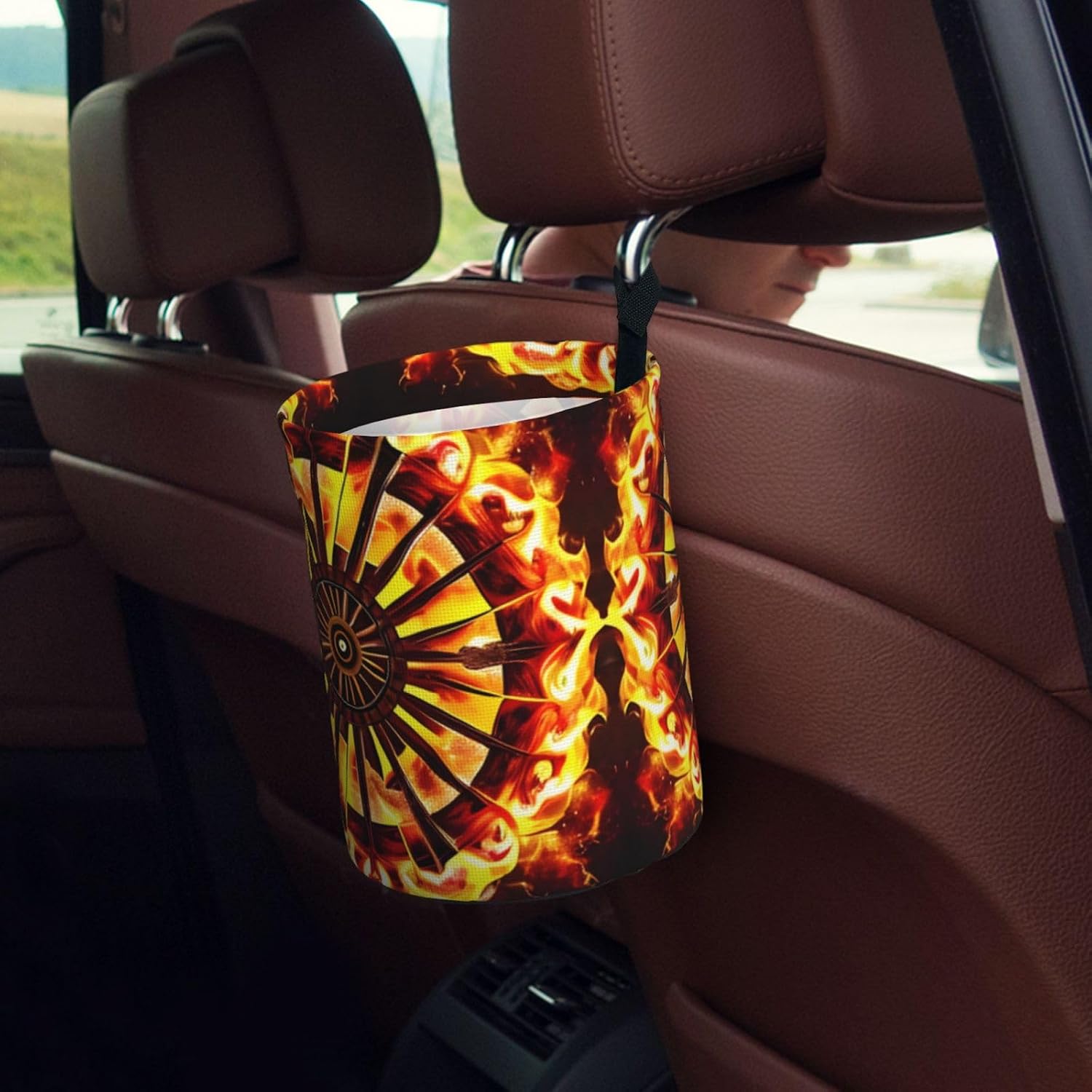 Turning The Flame Hanging car Trash can, Foldable car Trash can, car Storage Box Accessories, Suitable for Travel SUV Truck Sedan image 5