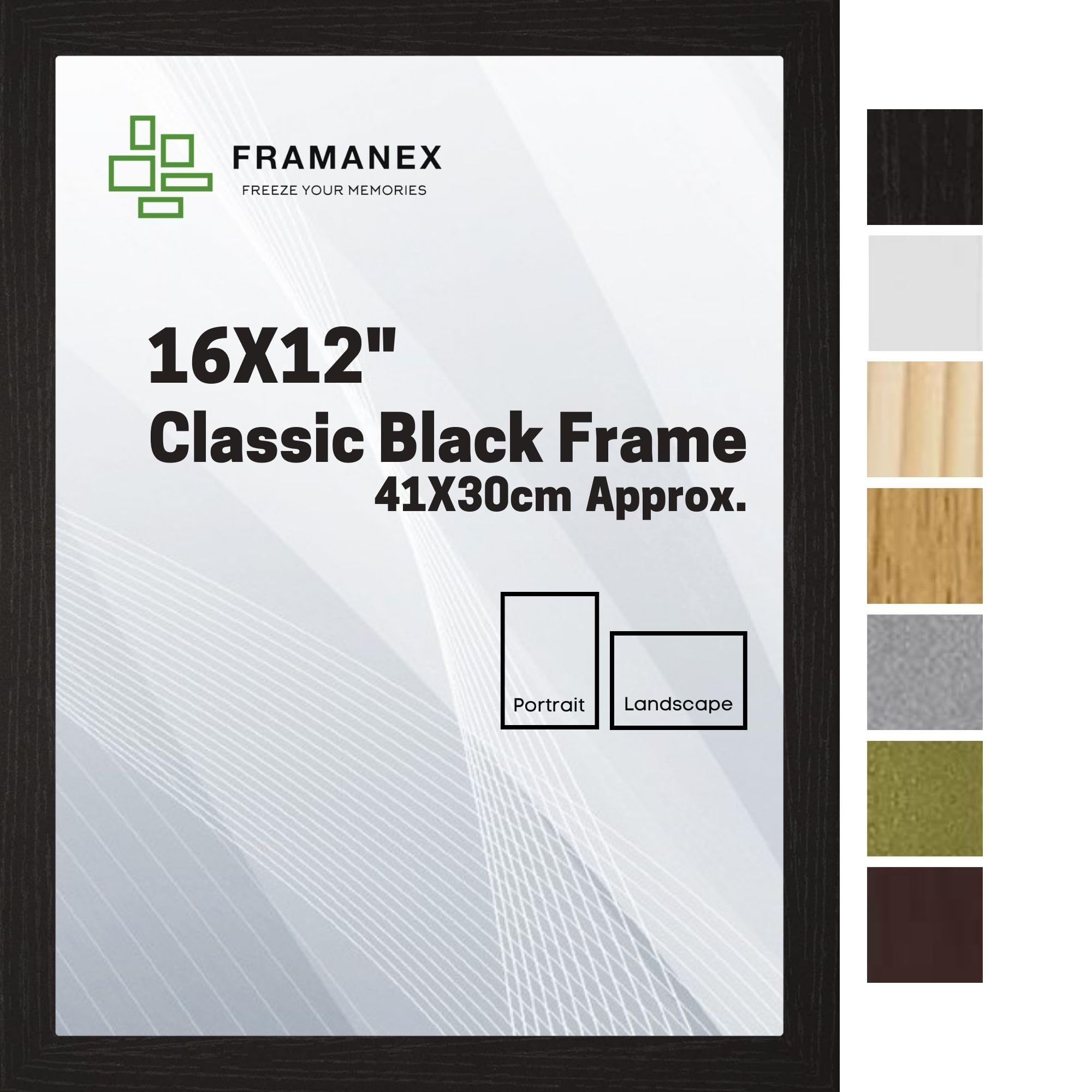 FRAMANEX Modern Dome Shape Frames | Black Colour 16X12 Picture Photo Poster Frames | 12X16 Inch Rectangle Picture Frame | Beautify Your Walls with SD Mold Wood Finish Photo Frame โ image 1