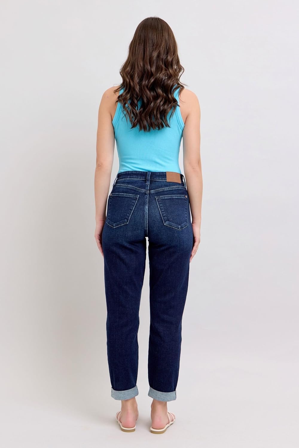 Judy Blue High Waist Boyfriend Jeans for Women | Stretchy Relaxed Fit Denim | Cuffed & Uncuffed Options – 82646 - Image 9