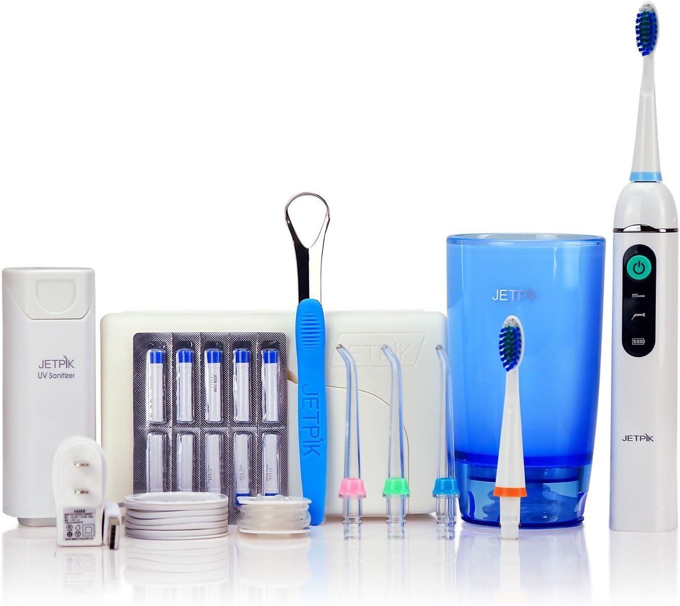JP-200 Ultra Rechargeable Electric Dental Flosser Oral Irrigator with Pulsating Floss and Water Jet Pik Power
