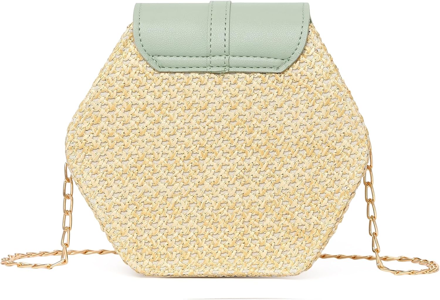 GOIACII Straw Women's Crossbody Bag Summer Shouler Small Purse Beach Bag with Metal Chain Tassel - Image 7
