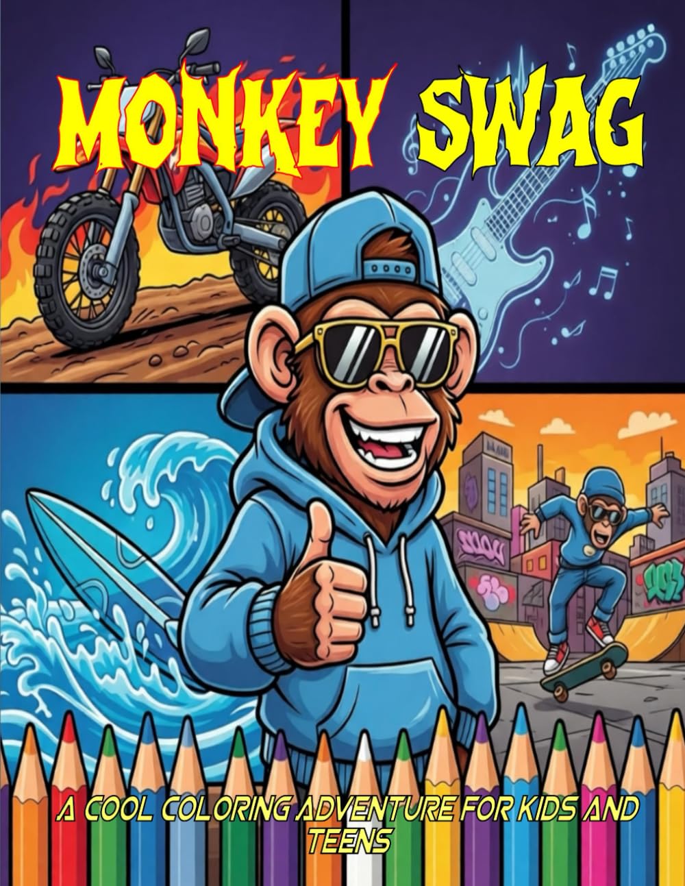 Monkey Swag: A Cool Coloring Adventure for Kids and Teens