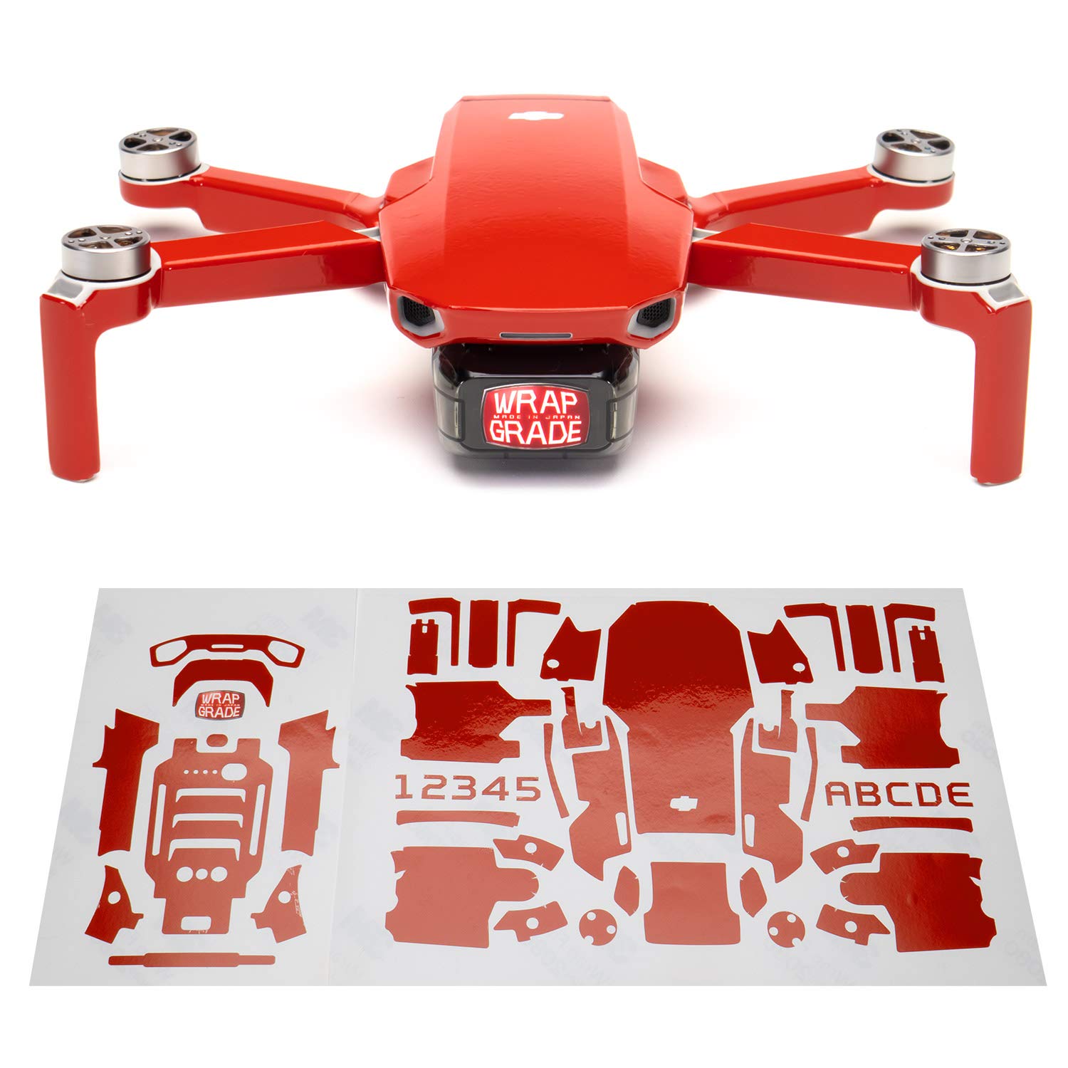 Wrapgrade Skin Sticker Set Compatible with DJI Mini 2 (SUPER RED)
