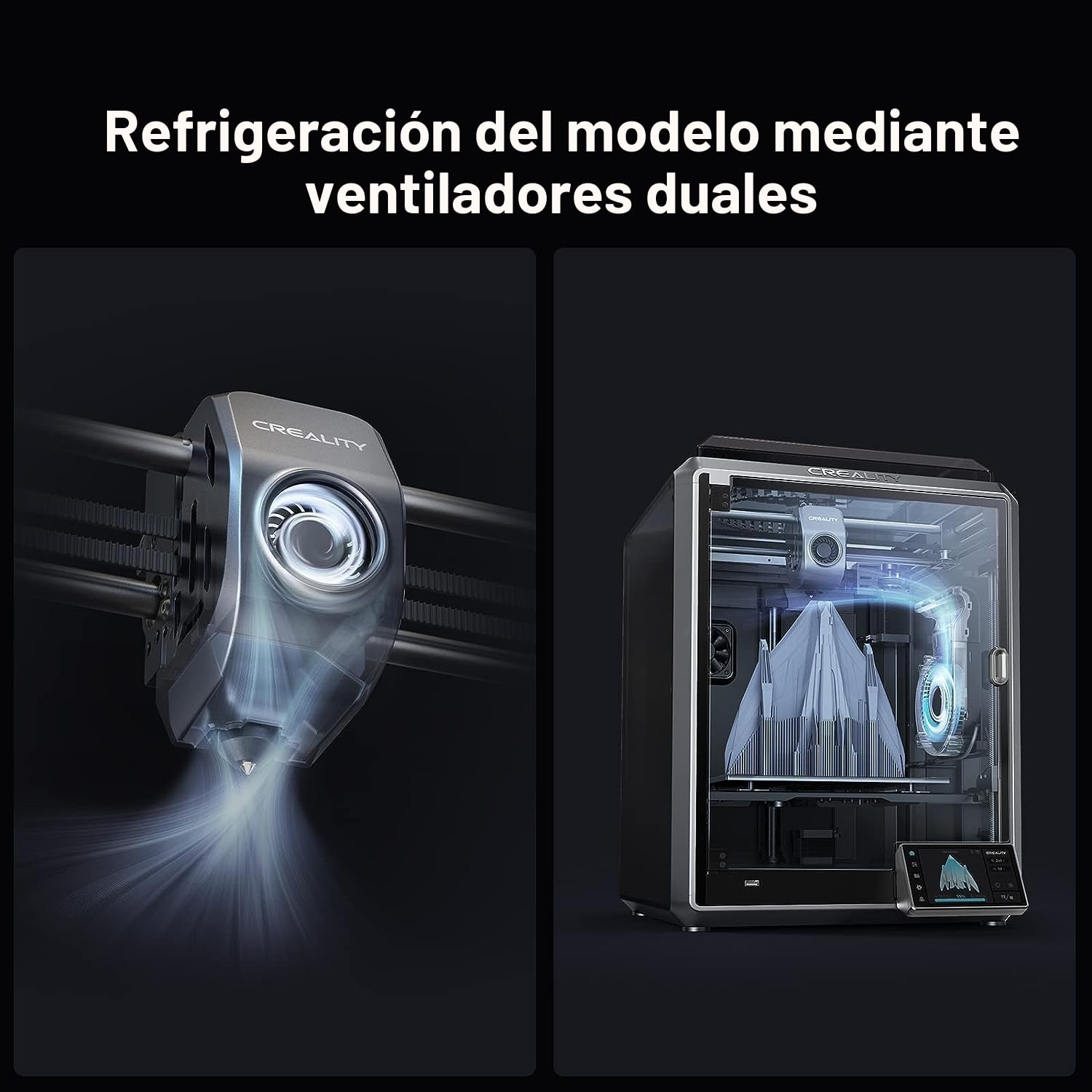 Creality K1 Impresora 3D 600mm/s Ultra Rápida Velocidad de Impresión, Impresora Inteligente con CPU Dual Core 1.2 GHz, Impresora 3D DIY LCD Auto Nivelación