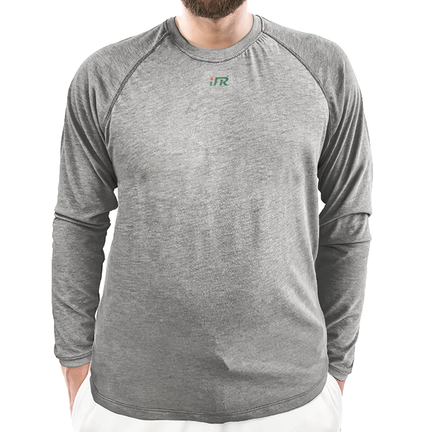 iFR - Maglietta da uomo a maniche lunghe, resistente alla fiamma, strato 1, performance, Grigio erica, XX-Large