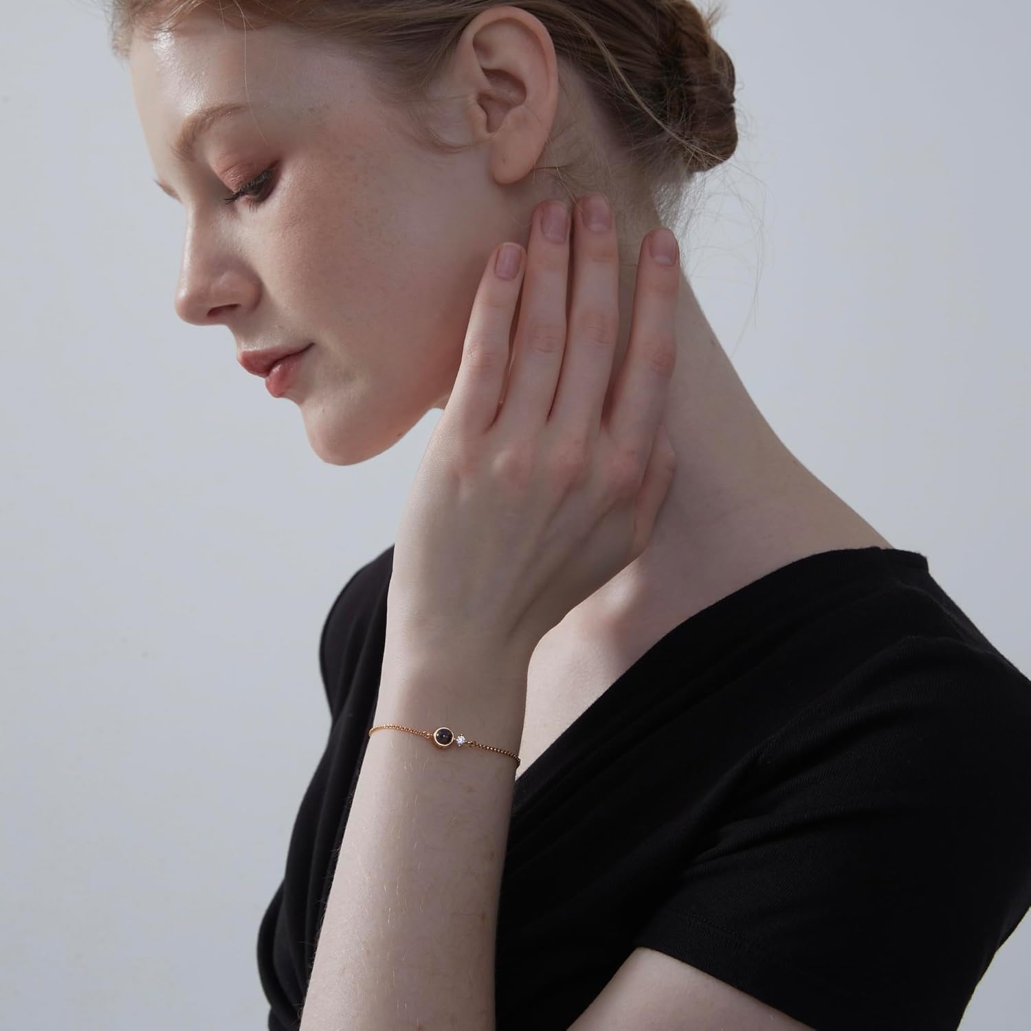 PERIMADE Picture Projection Personalized Photo Projection Bracelet for Women, Custom Text & Love in 100 Languages Memory Charm Bracelet 925 Sterling Silver Memorial Jewelry for Birthday Anniversary