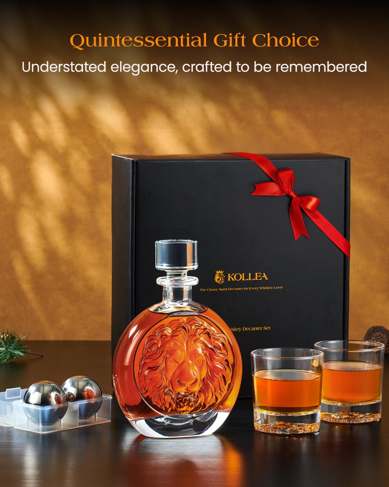 Amazon.com: Kollea Lion Whiskey Decanter Gift Set with 2 Glasses