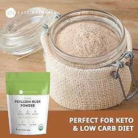 Kate Naturals Psyllium Husk Powder for Fiber, Digestion & Baking Bread. Mixes Easily with Juice & Smoothies (8oz, Organic, Gluten Free, Fine Ground)