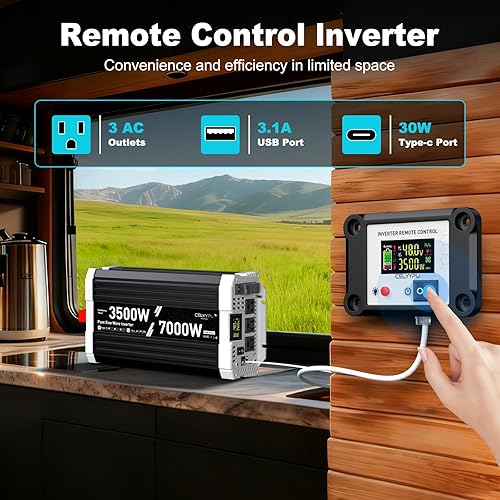 Miniatura 2 de Inversor de onda sinusoidal pura de 3500 vatios, inversor de corriente de 48 V CC a 110 V CA, utilizado para fuente de alimentación de emergencia