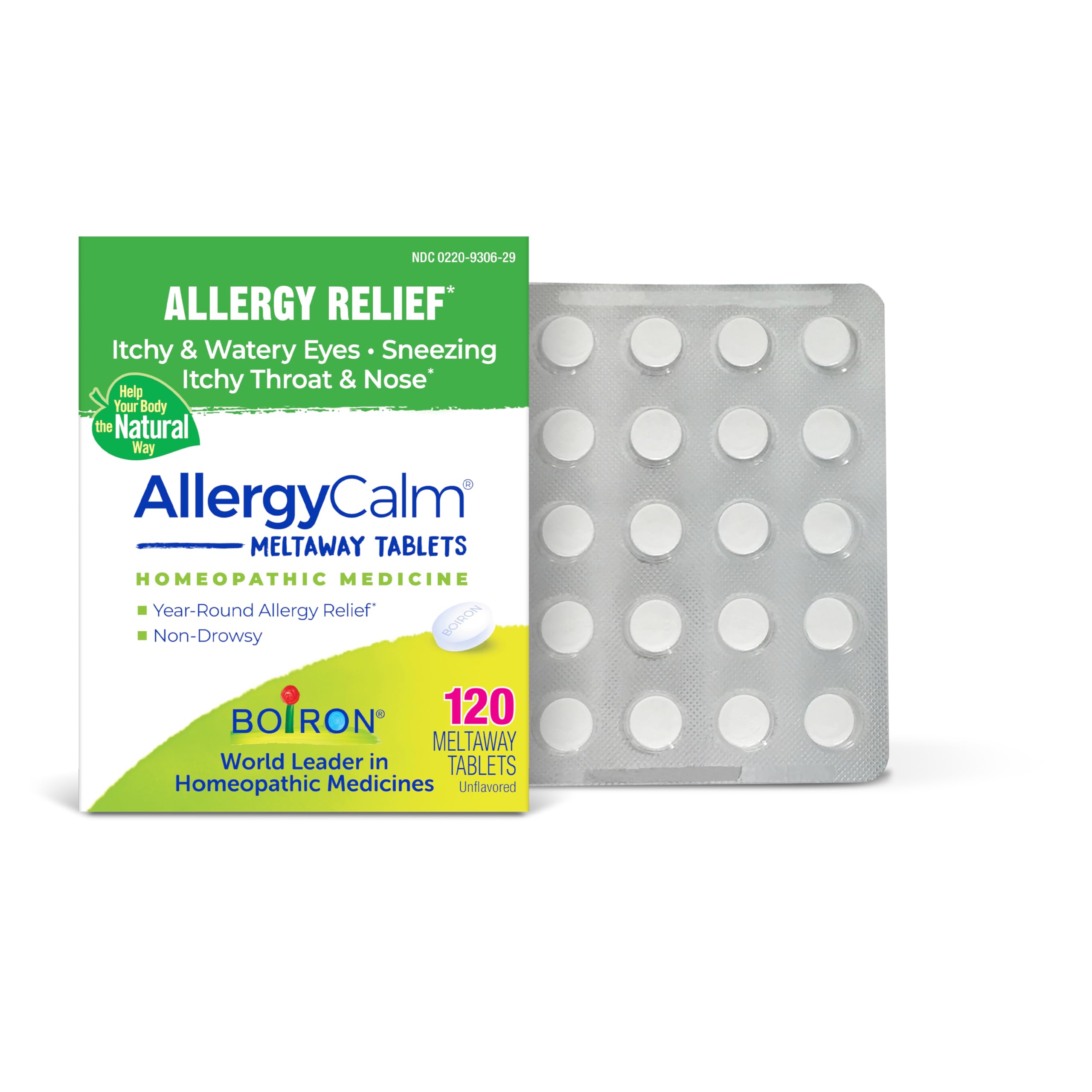 Boiron AllergyCalm Tablets for Relief from Allergy and Hay Fever Symptoms of Sneezing, Runny Nose, and Itchy Eyes or Throat - 120 Count