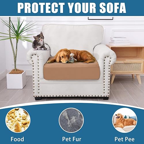 Miniatura 8 de Smiry Fundas de cojín impermeables para sofá, fundas elásticas de cojín de repuesto, funda de asiento suave, protector elástico de muebles para