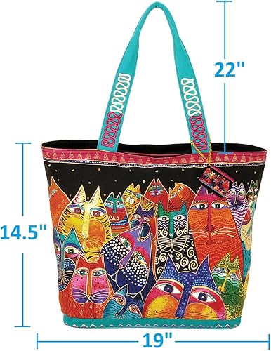 Miniatura 2 de Laurel Burch (LB5230) Bolso de hombro con cremallera superior 19, 1/2 pulgada por 6, 3/4 pulgadas por 15 pulgadas, Fantasticats