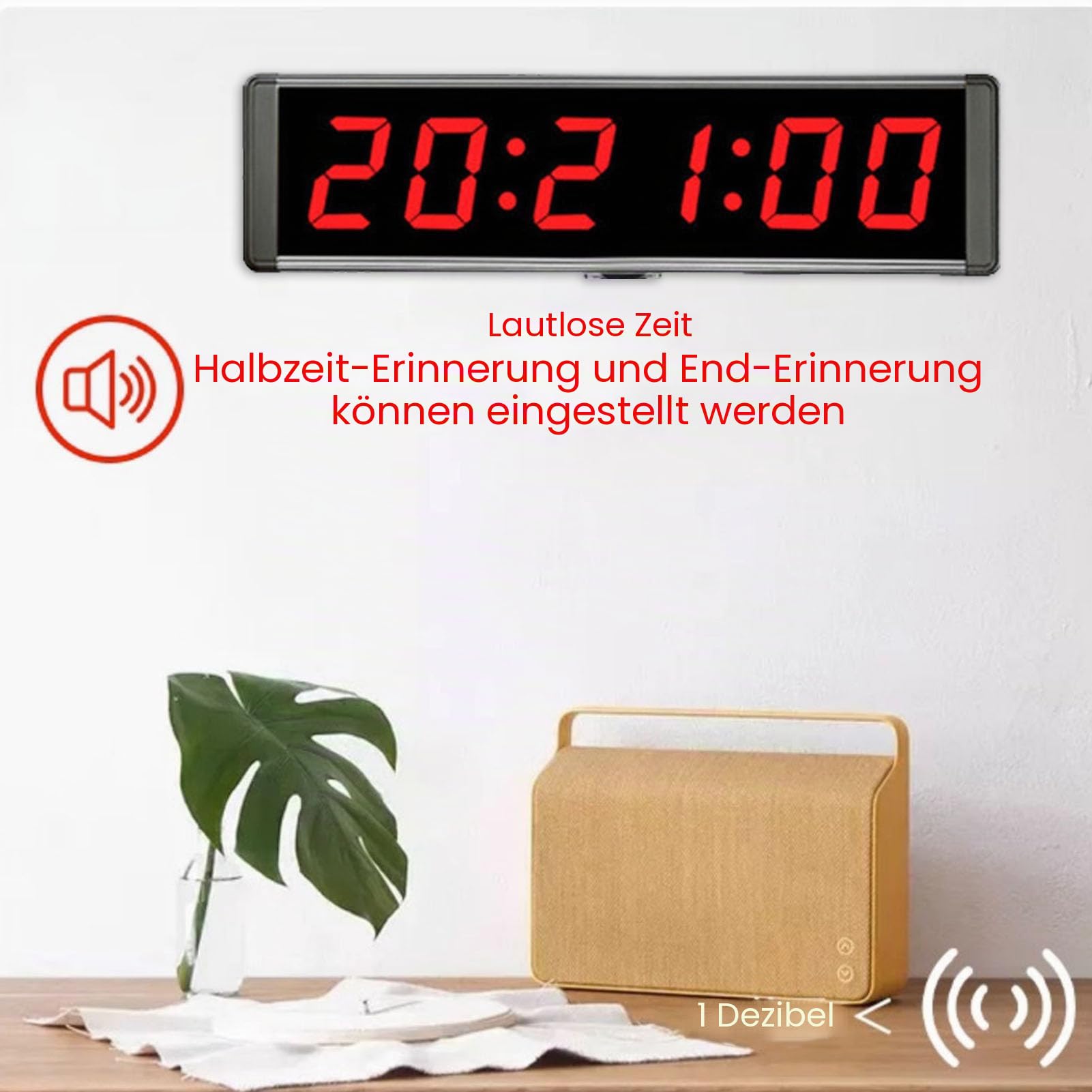 6 Ziffer LED -Rennzeitgeber Running Event Fitnessstudio Timer 12/24 Stunden Echtzeit Wall Clock Countdown Count Up