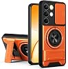 Funda compatible con ZTE Nubia Red Magic 10 Pro, compatible con ZTE Nubia Red Magic 10 Pro+ / 10S Pro NX789J con cubierta deslizante para cámara, soporte para teléfono, funda protectora naranja 1