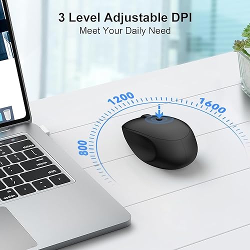 Miniatura 4 de Ratón inalámbrico, mouse silencioso de 2.4 G con receptor USB, 4 botones, portátil óptico inalámbrico USB para Chromebook, laptop, Windows, PC, Mac,