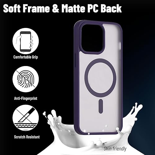 Miniatura 3 de Funda magnética para iPhone 15 Pro Max, funda magnética fuerte protección contra caídas de grado militar con protector de pantalla, marco suave y