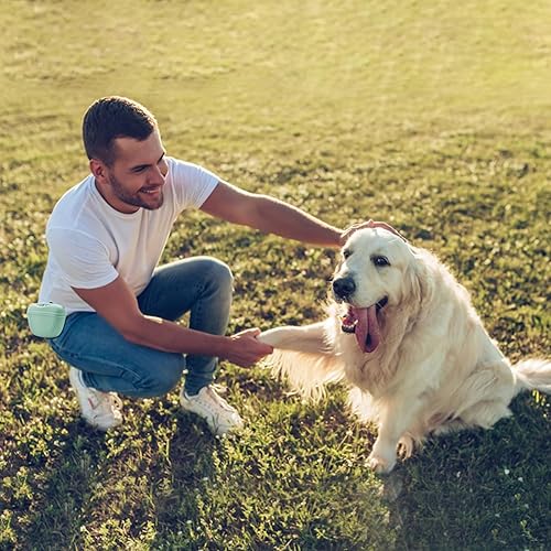 Miniatura 6 de AUDWUD Bolsa de silicona para perros, con clicker de entrenamiento para perros, contenedor de entrenamiento portátil con clip, práctico cierre de