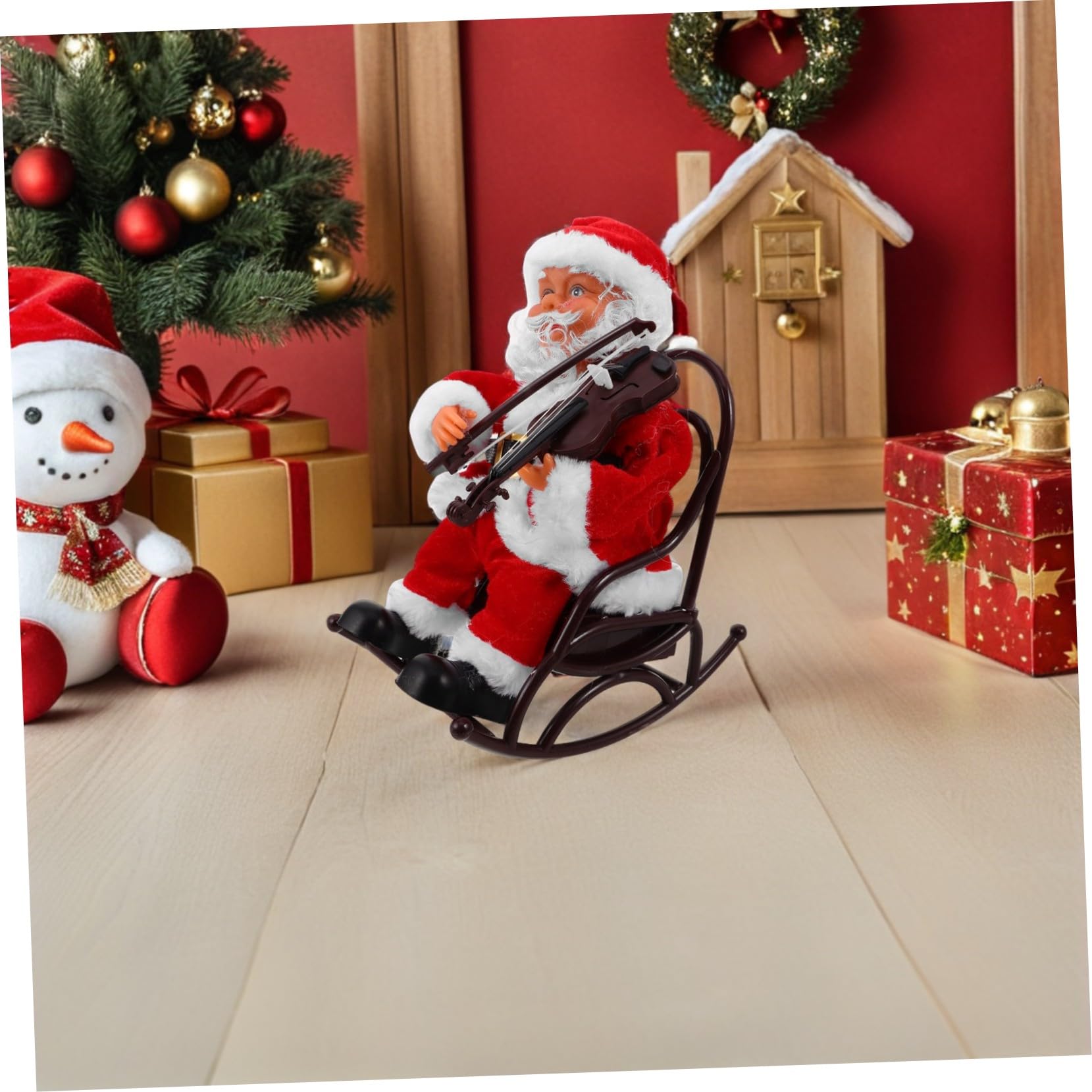 Juguete De Papá Noel Eléctrico con Música y Silla De Ruedas Figura Decorativa Divertida para Fiestas Navideñas Adorno De Mesa para Celebraciones Festivas