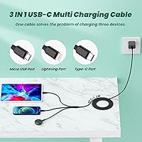 Vista 2 de Travel Vacation Essentials Cable de Carga Múltiple USB C, Paquete de 2 Cables de Carga 3 en 1 de Nailon de 4 Pies para Múltiples Dispositivos