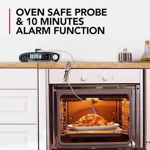 Miniatura 9 de Termómetro de carne para cocinar, termómetro de alimentos de lectura instantánea con luz de fondo, impermeable, termómetro digital de dulces para
