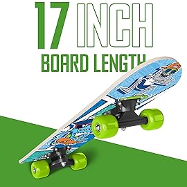 Rude Boyz 17 Micro Complete Skateboard | Maple Wood | ABEC 7 Bearings | Double Kick Concave Deck | Kids Skateboard, Ideal Toddler Cruiser for Ages 2-5