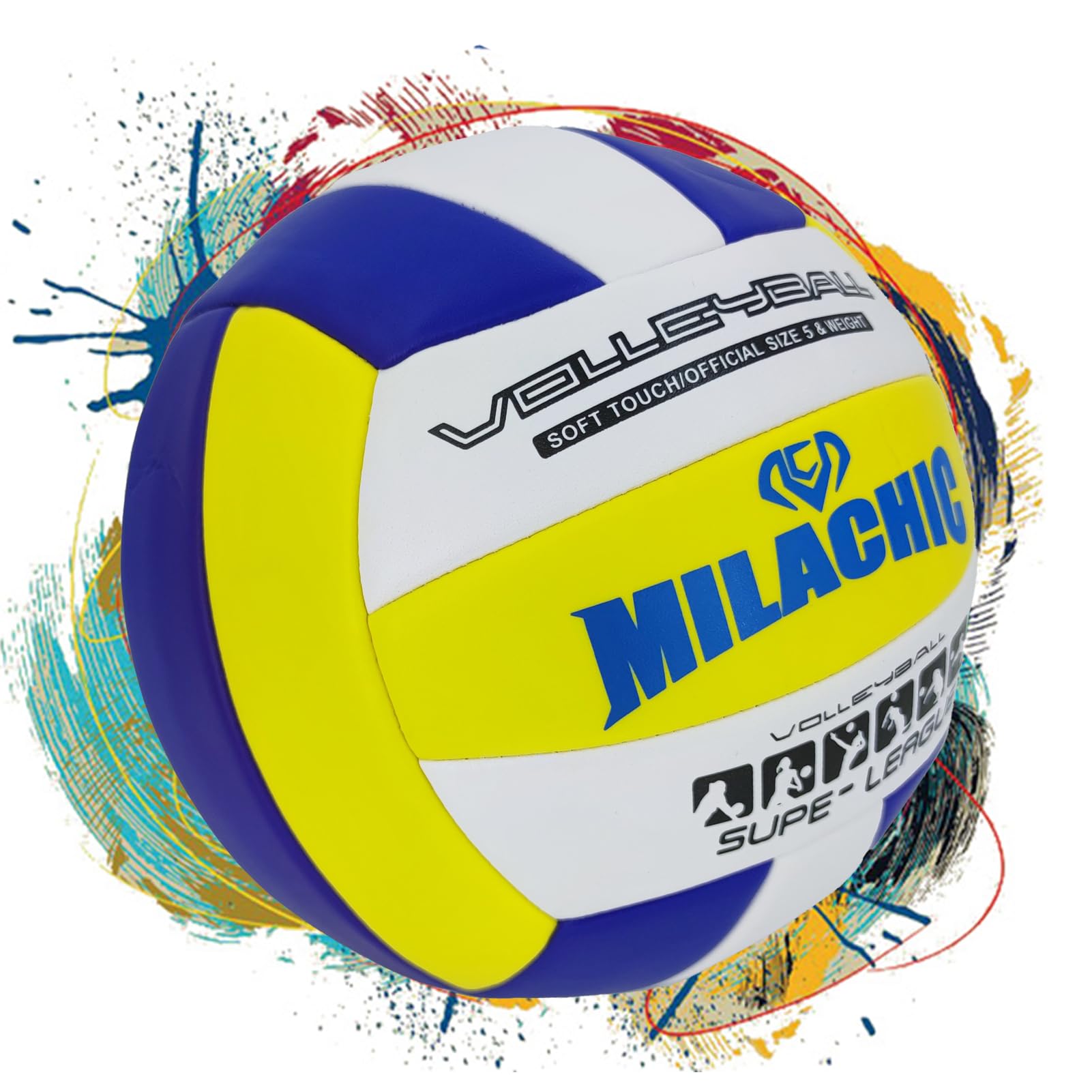 Generisch Personalisierter Volleyball, Größe 5, Indoor-Outdoor-Ball mit Pumpe und Tragetasche, Grün-Weiß
