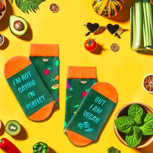 Miniatura 2 de HAPPYPOP Divertidas ideas de regalos veganos, regalos veganos para mujeres, regalos para veganos, regalos vegetarianos, calcetines veganos,