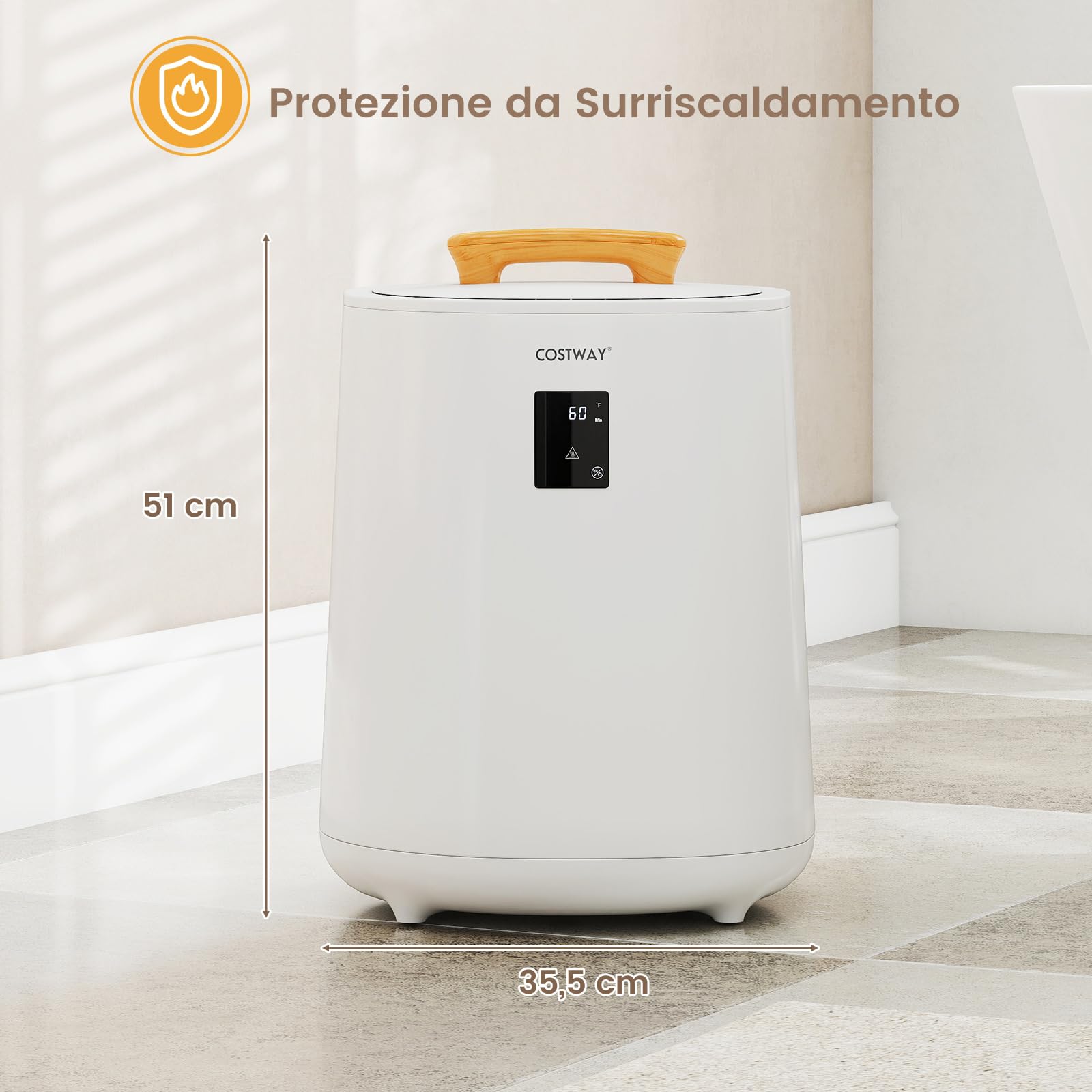 RELAX4LIFE 18 L Scaldasalviette Elettrico Bagno con Display LED, Riscaldamento Rapido, Spegnimento Automatico, Secchio Portatile, Scalda Asciugamani, Coperte, Vestiti, Calze per Spa, Casa (Bianco)
