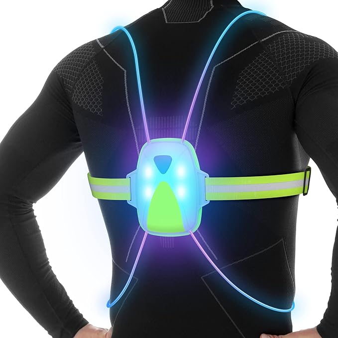 NiSHEN LED Reflective Running Vest with Front Light,Running Lights for Runners,Safety Vest for