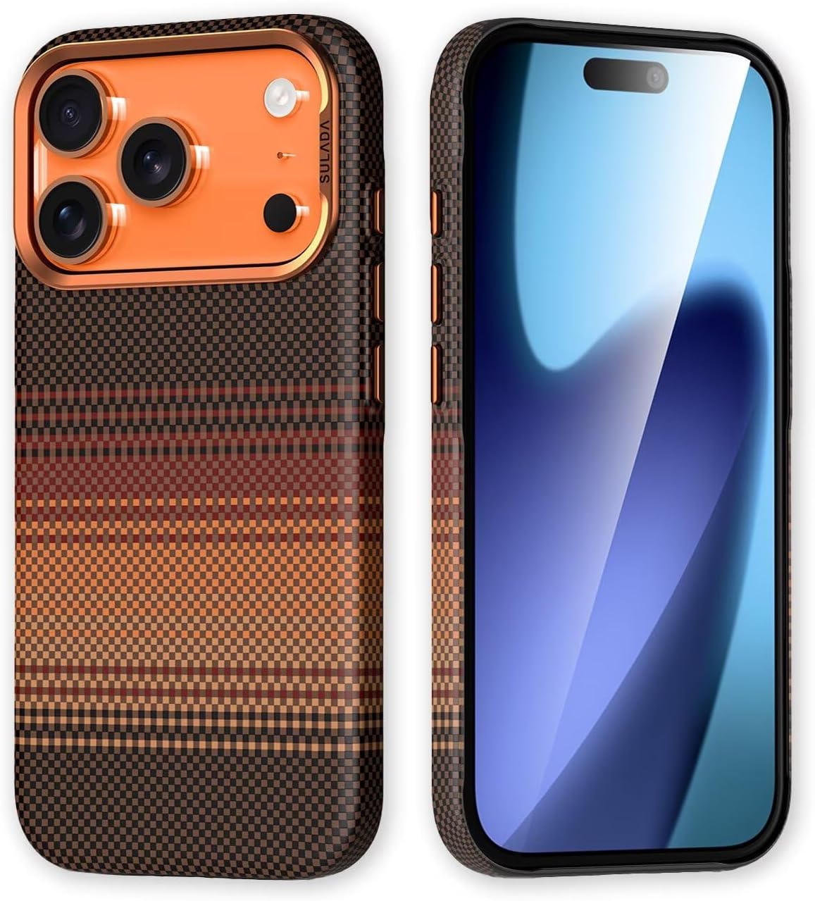 Carbon Fiber Textured Phone Case for iPhone 17 Pro Max - Compatible with Magnetic Ultra-Thin Drop-Resistant Cover Brown